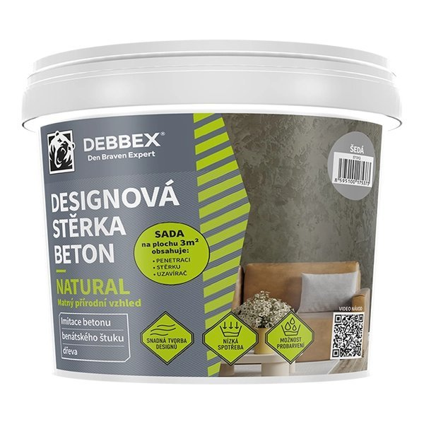 Designová stěrka BETON NATURAL Barva Slonová kost Kbelík 5 kg